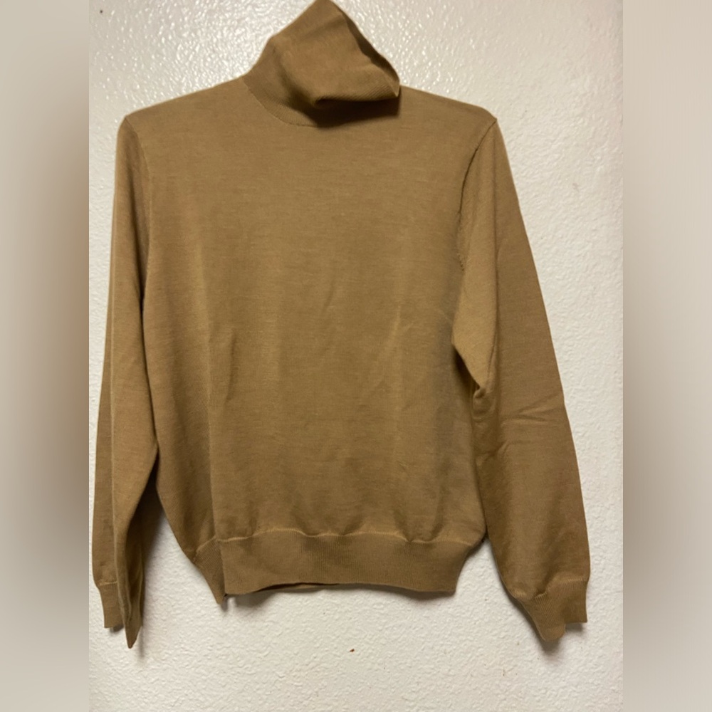 Men's  Polo by Ralph Lauren camel turtleneck Sweater 100% Merino Wool SZ L